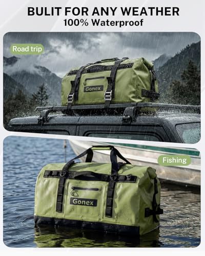 Gonex Waterproof Duffel Bag, 150L Heavy Duty Dry Duffle Bag with Reinforced Thickened Bottom, 3-in-1 Convertible Large Travel Backpack for Kayaking, Motorcycle, Camping & Boating, Army Green - color: Army Green, size: 150L