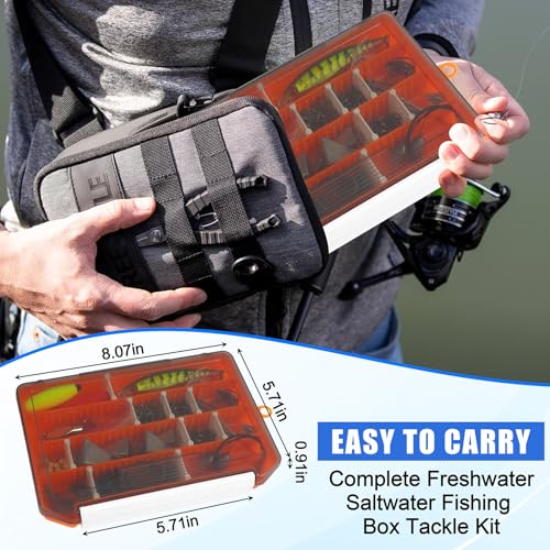 Saltwater Gear Surf Fishing Tackle Kit, Include Saltwater Lures, Pyramid Sinker Weights, Bucktail Jigs, Spoons, Leader Rigs, Catfish Hooks Swivels, Pier Ocean Sea Surf Fishing Freshwater Accessories