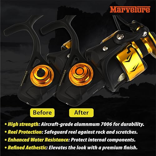 Bearing Cover Handle Cap Compatible for Penn Spinfisher VI VII, Slammer III IV Spinning Reels - color: Gold Black, size: For Slammer/Spinfisher 5500-8500