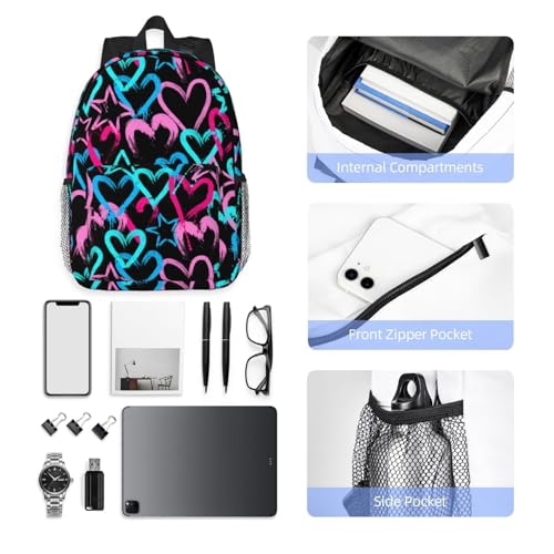 Colorful Love Heart Cool Backpack For Teenage Girls And Boys Cute Kids Backpacks Children School Bag - color: Colorful Love Heart Cool