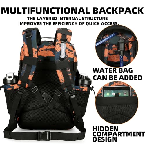 Lovelinks21 25L Tactical Backpack for Men and Women Military Backpack Small Assault Pack Molle Backpack Bug Out Bag Travel Rucksack Daypack (Mars Camo) - color: Mars Camo