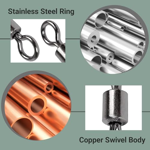 QISHUO Stainless Steel Swivels Fishing Lure Barrel Saltwater Swivel Fishing Strength Quick Change Fishing Swivels Rolling Black Nickel - size: Size1 (104lb) 50 pcs