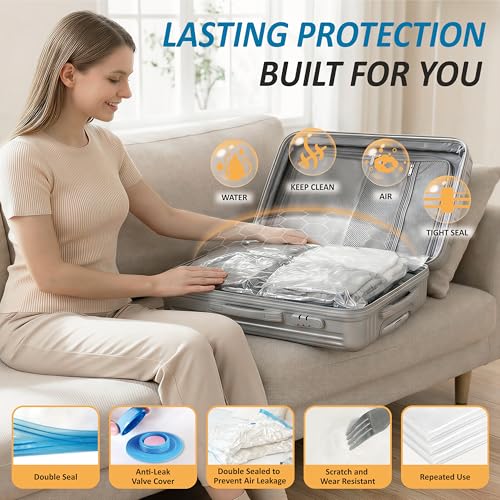Cozy Essential Vacuum Storage Bags, 80% Compression Vacuum Seal Space Saver Plastic Packaging Bags for Clothes, Blankets, Pillow, Bedding, Comforters, Sealer Clothing Storage,20 Combo - size: Combo
