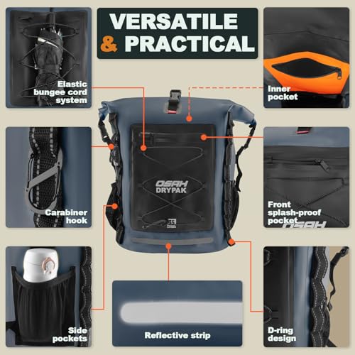 OSAH DRYPAK Waterproof Backpack Dry Bag 35L/55L/85L – Heavy Duty Roll-Top Hiking Backpack Sack Keeps Gear Dry for Travel, Kayaking, Boating, Camping, Rafting and Fishing - color: Blue, size: 85L