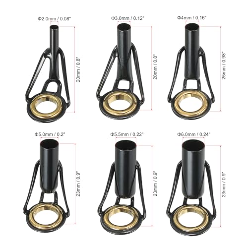 PATIKIL Fishing Rod Tip Repair Kit Stainless Steel Pole Ring Guide Replacement for Saltwater Freshwater Fishing - color: Golden, size: 2-6mm