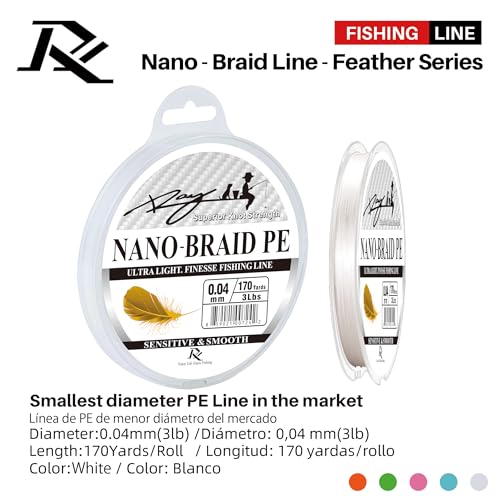 Ultra Slim Braided PE Fishing Line, Strong Knot Strength, Deign for Ultra Light Freshwater Fishing, Come with 3lb Test or 5lb Test, 170Yds Each Spool - color: White, size: 0.04mm-3Lbs