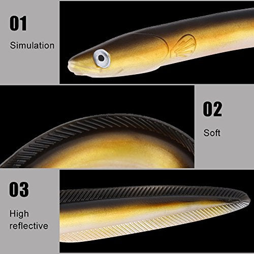 Dilwe Artificial EEL Bait, 1 Pc Big Soft EEL-Shaped Fishing Lure Bait for Freshwater Saltwater Fishing Fishing Supplies Bait