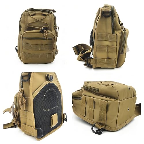 FAMI Outdoor Tactical Bag Backpack, Military Sport Bag Pack Sling Shoulder Backpack Tactical Satchel for Every Day Carry (Tan) - color: Tan
