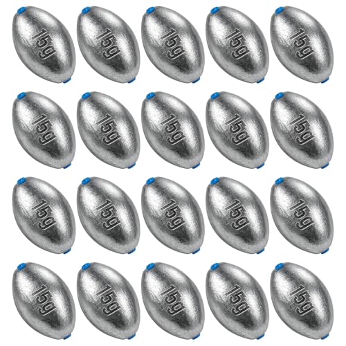 Alwonder Egg Sinkers Fishing Weights 3/16-10oz, Oval Lead Fishing Weights Sinkers Bass Fishing Casting Egg Sinker Saltwater Freshwater Tackle - size: 1/2oz - 20pcs