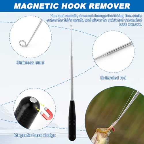 Magnetic Fishing Rod Holder for Car, Portable Fish Rod Rack with 3 Slots, Outdoor Fishing Rods Storage Rack, Magnet Vehicle Fly Pole Holder with Hook Remover Tool