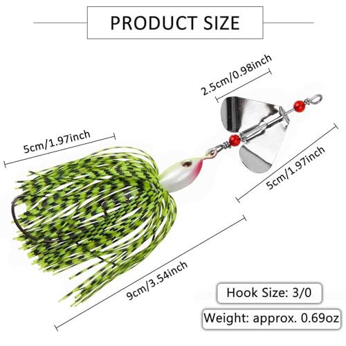 Spinnerbait Fishing Lures Kit, 6pcs Bass Fishing Buzzbait Lures Hard Metal Spinner Baits Swim Jigs for Bass Trout Salmon Pike Freshwater Saltwater - style: A-6pcs