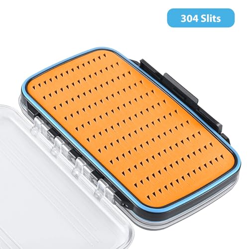 Gonex Fly Boxes for Fly Fishing Jig Boxes Two-Sided Waterproof Lightweight Fly Fishing Box Easy Grip Transparent Lid Fly Fishing Lures Box, 7.3"x 4.6"x 1.5", Orange - color: Orange, Black, Transparent, size: Size C (7.3"x 4.6"x 1.5")