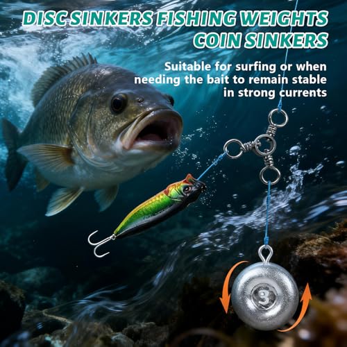 Disc Sinkers Lead Fishing Weight, Coin Sinkers for Saltwater Freshwater Fishing Weight, Surf Fishing Trolling Catfishing Weight Tackle 1oz 2oz 3oz - size: 2oz-8pcs