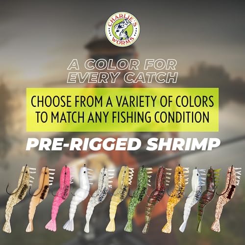 Charlie's Worms Artificial Fishing Bait Charlie's Shrimp Trio Freshwater Saltwater Bass Fishing Lures Scented Soft Bait 3pk - color: Sandman