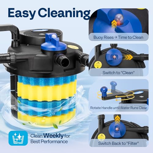 VIVOHOME Pressurized Biological Pond Filter with 13-watt Light, 1580 GPH Suitable for Koi Ponds up to 800 Gallons or Ornamental Ponds up to 1600 Gallons - size: 1580 GPH