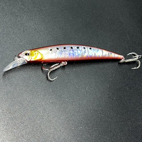 3pcs Iridescent Minnow Fishing Lures Set - 5" Sink Swimbaits, Ultra Long Casting, High-Index Plastic, Multi-Color with Treble Hooks Clear Storage Box - Perfect for Sea Fishing Bait - color: AH1328B-5'' 1oz