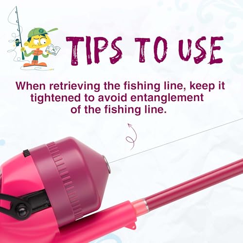 Kids Fishing Pole, Telescopic Fishing Rod, Toddler Collapsible Fishing Rod and Reel Combo with Tackle Box, Fishing Line, Bobber, and Soft Lures for Boy, Girl, Youth, Beginner, Over 4 Years Old - color: pink