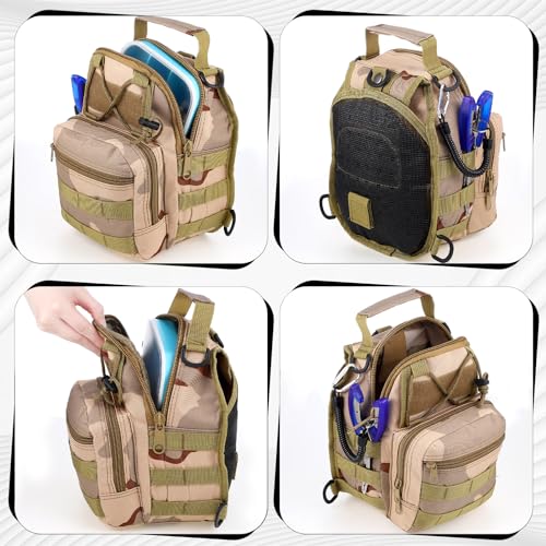 Sosation 134 Pcs Fishing Tool Fishing Tackle Box Kit and Equipment for Adults Beginner Gift, Hook Remover, Pliers Kit, Backpack Tackle Container Lures, Lip Gripper, Weigh Scale - color: Desert Camouflage