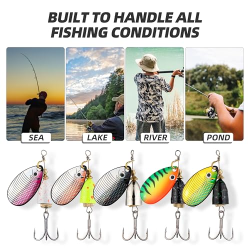 Inline Spinner Bait – Fish-Shaped Spinnerbait Lures 5-Pack, 360° Rotation with Reflective Blades, Perfect for Freshwater & Saltwater Fishing, Targeting Bass, Trout, Pike, Perch & More - color: Composite Spinnerbait