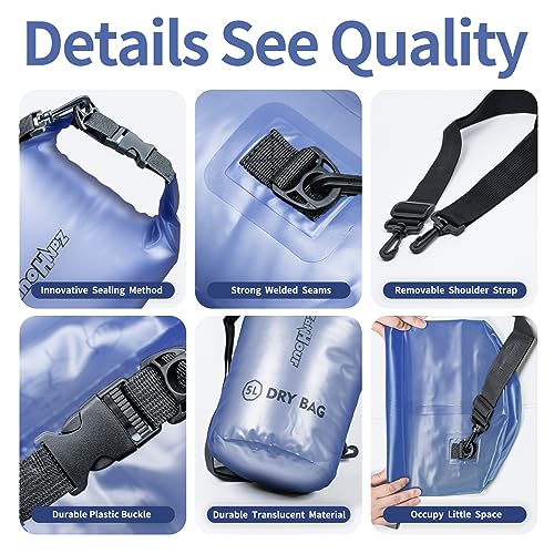 Waterproof Dry Bag - Roll Top Transparent Storage Bag,2L/5L/10L/20L,Suitable for Traveling, Swimming, Kayaking, Camping, Fishing, Rainy Day Trips - color: Blue, size: 10L