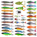 TSKS Fishing Artificial Lures Kit Mixed Including Front Diving Fin Minnow Surface Popper Crank Baits Pencil VIB with Hook and Soft Lures Accessories for Saltwater Freshwater Trout Bass Tackle Gift Set - color: 36pcs