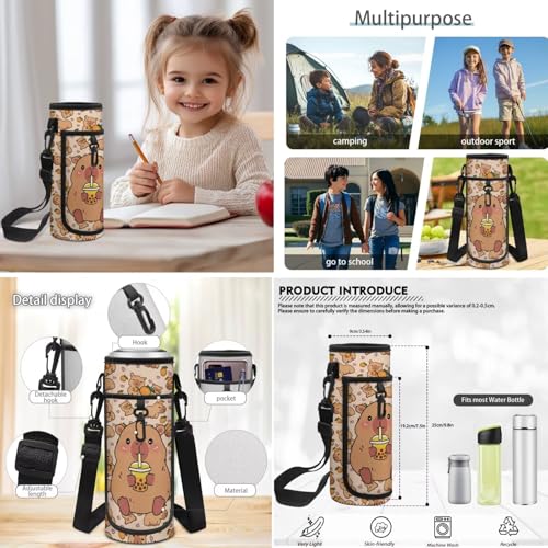 Cute Capybara Backpack for Boys Girls Elementary School Bookbag Satchel 4 Pack Backpacks with Insulated Lunch Bag and Pencil Case Water Bottle Holder Set - color: Capybara Cartoon