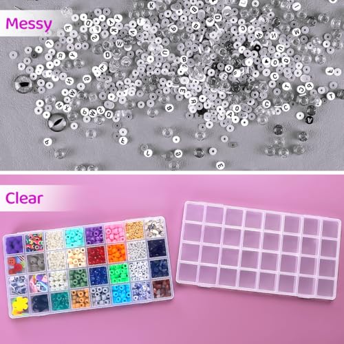 Eppingwin 32 Grids Bead Organizer, Craft Organizers and Storage, Acrylic Organizers, plastic Bead Organizer Box for Crafts Organizing Storing (4 pack) - color: 32 grids(4 P)