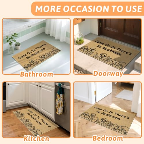 Mushroom Welcome Doormat Funny Cute Mushroom Door Mat Outdoor Indoor Front Door Entrance Mat Floor Mat Inside Outside Non Slip Welcome Doormat Washable Entryway Rug Carpet for Porch Patio - color: Mushroom