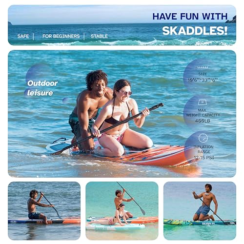 10’6’’ Inflatable Stand Up Paddle Board (SUP) for Adults and Youth with Non-Slip Deck – Complete Accessories Kit, for Fishing, Yoga, Fitness & Family Fun - color: vibrant orange wood grain