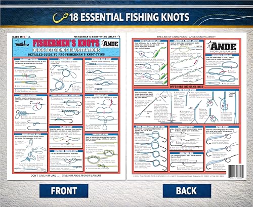 Fishing Knot Tying Chart Set #1-3 - Waterproof Guide to 54 Essential Fishing Knots - Double-Sided & Easy to Read - Great Gift for Beginners | Fishermen's Knots