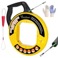 Fish Tape Wire Puller 50 FT x 4.5 mm with Gloves, PET Wire Fishing Tools for Walls and Electrical Conduit - size: 50 ft