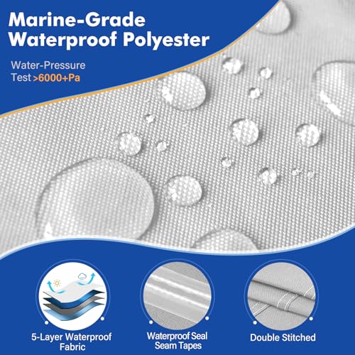 1200D Waterproof Boat Cover - Fits 14' to 16' ft Bass, V-Hull & Tri-Hull Boats - Heavy Duty Canvas Gray - color: Gray, size: Model A: Fits 14'-16' L X 68" Beam Width