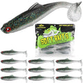 LUCKYFISHING Paddle Tail Swimbaits Soft Plastic Swimbaits Soft Baits for Bass Fishing Trout Crappie Walleye Freshwater Saltwater 10/16/20 PCS Soft Plastic Baits 4/3.5/3/2.5 Inch - color: Black, size: 4 inch-10pcs