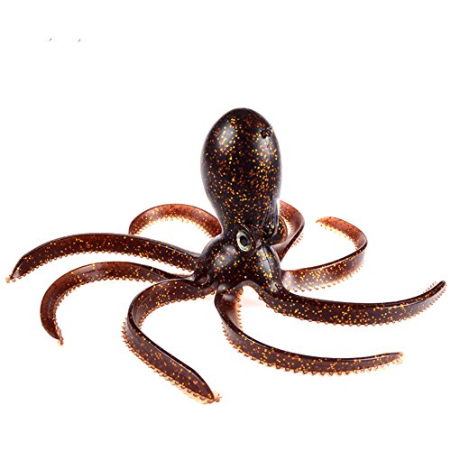 Artificial Octopus Swimbait, Skirt Tail Lure | 3.54/7.87/9.45in, jig head sinking trolling bait. Lingcod, bass, rockfish, saltwater. - color: Brown 9.45inch/8.47oz
