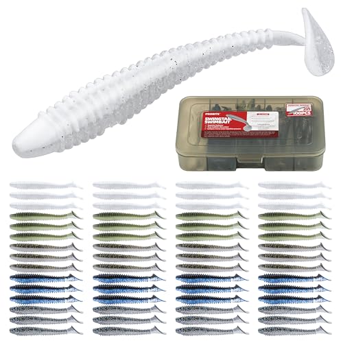 Paddle Tail Swimbaits 100/80/50PCS, 5/4/3/2 inch Soft Fishing Lures Bulk Pack – Durable Lifelike Action Lures for Bass, Trout, Crappie – Freshwater & Saltwater Fishing Gifts - color: Assorted Colors, size: 2in, 100pcs