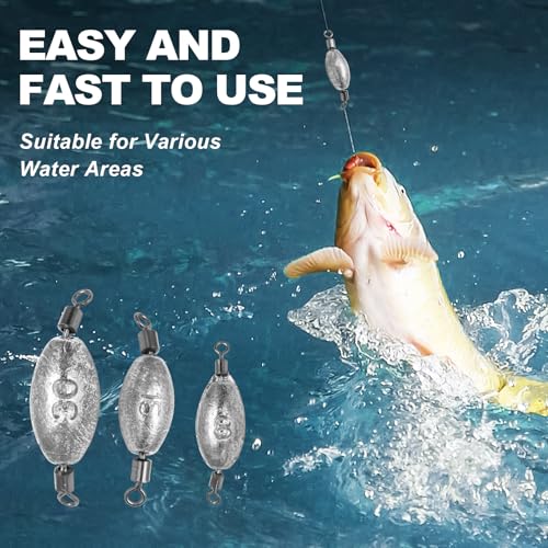 Zorfeter Inline Fishing Weights, Trolling Sinkers Quick Set Up Swivel Weights, Lead Sinkers for Catfishing/Offshore Fishing - size: 30g/1oz-10 pcs