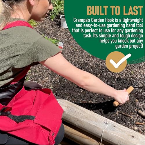 Grampa's Garden Hook - Weed Puller & Gardening Hand Cultivator - Versatile Tool That Functions as Cultivator, Hand Tiller, Weeder, & Edging Tool - Lightweight & Durable