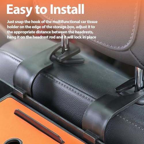 ZenChef Three-in-one Car Organizers and Storage, 2025 New Multi-function Car Tissue Holder, Multi-function Backseat Car Organizer with Cup Holder, Tissue Box, Hook (brown) - color: Brown
