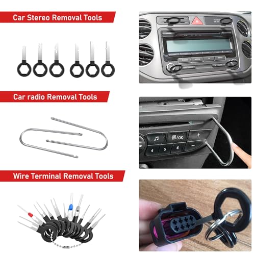 GLK 248pcs Trim Removal Tool, Pry Tool, Door Panel Removal Tool Kit | Fasteners Remove Tool with Car Retainer Bumper Clips, Automotive Hook Set, black - color: Black