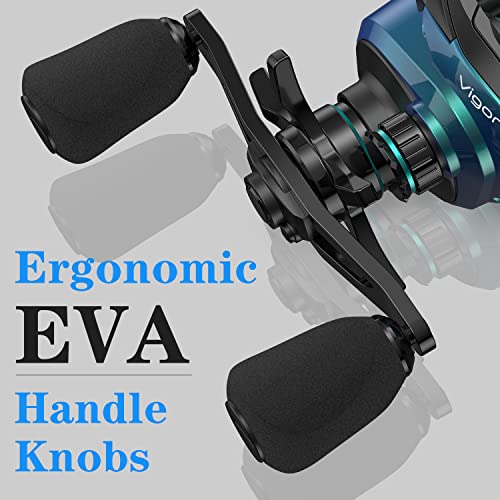Cadence Vigor Baitcasting Reels - 9+1BB Super Smooth Baitcaster Reels with 20lbs Carbon Fiber Drag, 6.7oz Ultralight Fishing Reels, Low Profile Casting Reels with Magnetic Braking System