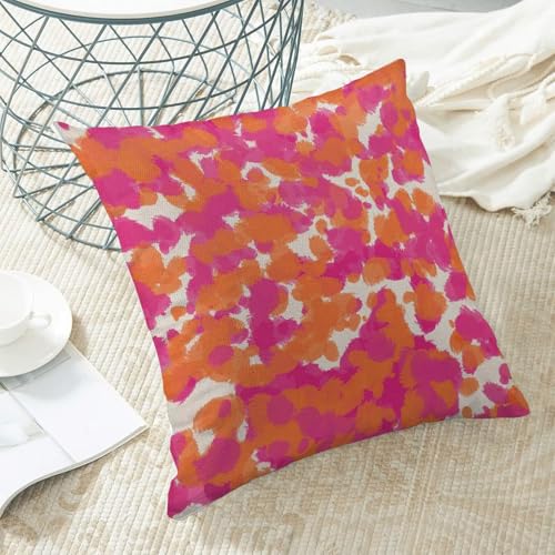 AEIOAE Hot Pink Orange Pillow Covers 16 x 16 Inch Set of 2, Modern Abstract Aesthetic Polka Dot Decorative Throw Pillow Covers Colorful Bold Girly Pillowcase for Couch Home Sofa Outdoor Decor - color: Pink Orange1, size: 16" x 16" (Pack of 1)