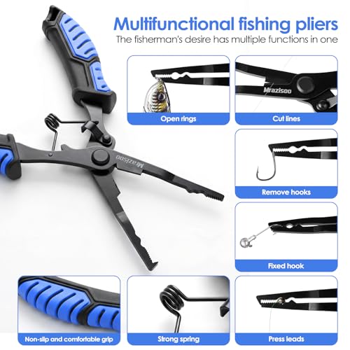 Fishing Tools Kit-Stainless Steel Fishing Pliers, Fish Lip Gripper, Multi-Functional Jaw Anti-Corrosion, Fishmen Must Have Fishing Gear - color: Blue