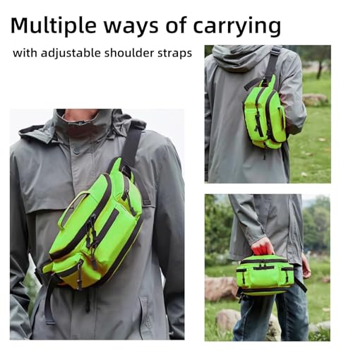 Large Fanny Pack for Men Women with Reflective Stripe, Concealed Casual Waist Bag with Adjustable Belt for Cycling Hiking Fishing Camping Travel (Green) - color: Green
