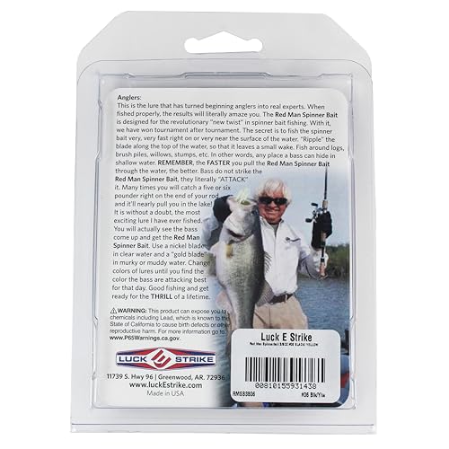 Luck E Strike Redman Spinner Bait by Jimmy Houston, 3/8 Ounce Colorado Spinnerbait - color: Black/Yellow