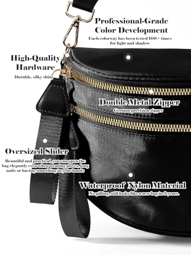 Pure Colour Crossbody Bag Bum Bag for Women,Spacious Purse Fanny Packs Belt Bag,Oversized Bum Bag (Colour Bum Bag-Black) - color: Colour Bum Bag-Black