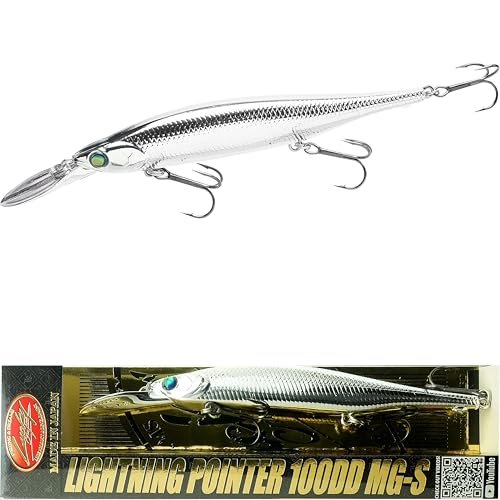 LUCKY CRAFT Lightning Pointer 100DD MG-S Fishing Lures, 4” Suspending Jerkbait Bass Lure, 15ft Depth Hard Bait, Freshwater Trout Lures, Premium Fishing Gear and Freshwater Tackle Box Equipment - color: 374 FFS All Chrome