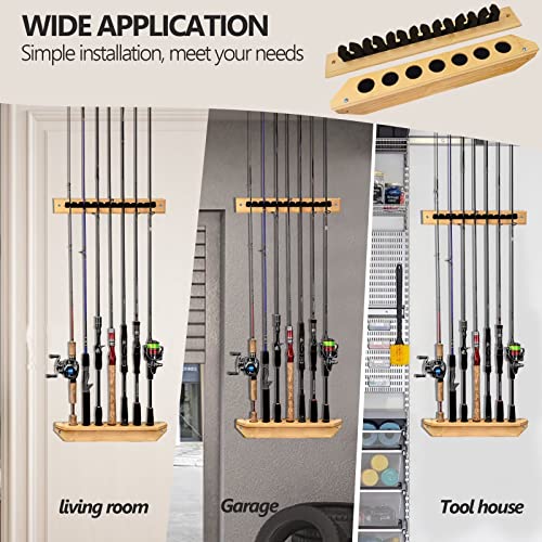 THKFISH Fishing Rod Racks Fishing Rod Holders for Garage Wood Fishing Pole Wall Rack Store 7 Fishing Rod Combos,1 Pair - color: Vertical Rod Rack