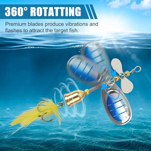 Spinnerbaits Rooster Bait Tail Fishing Lures Kit Inline Spinner Spoon Lures Bass Salmon Trout Hard Metal Spinner Baits for Saltwater Freshwater - style: 5pcs Spinnerbaits-c