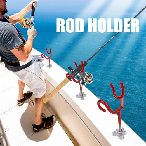 20 Degree Boat Fishing Rod Holder PVC Coated Steel Wire Pole Holders for Boats Anglers - color: Red