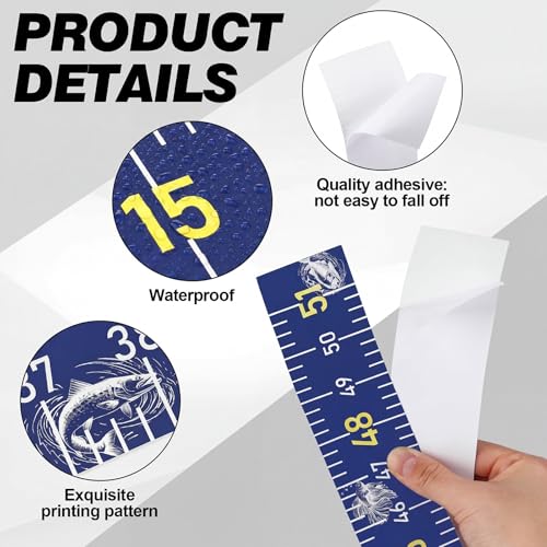 4 Pack Fishing Ruler for Boat 51" Self Adhesive Fishing Measuring Tape Fish Measuring Decals Waterproof Self Adhesive Measurings Ruler Sticker (Blue) - color: Blue
